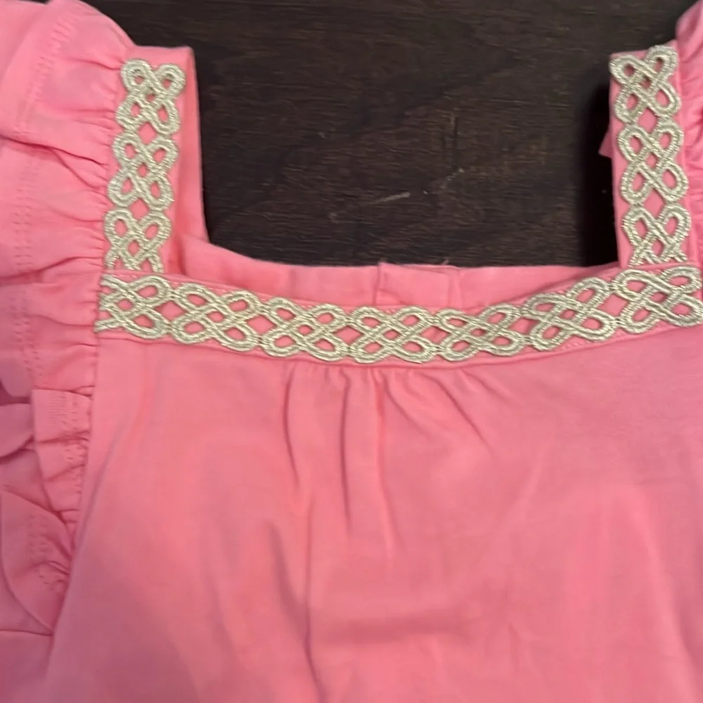 NWT Janie and Jack Pink Ruffled shirt with appliqué details!